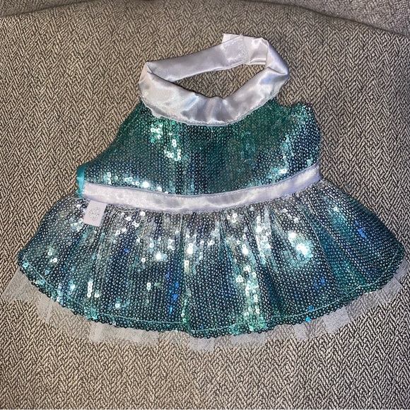 Build a Bear Workshop Merry Mission Reindeer Sequin Sparkle Tulle Dress Teal HTF - Picture 1 of 2